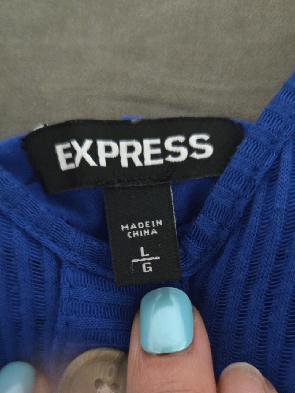 Express Royal Blue Ribbed Button Midi Dress - Picture 5 of 6